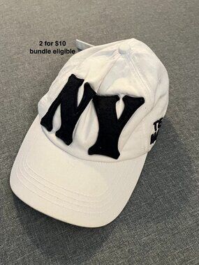 NY White Baseball Cap Adjustable Cotton Hat